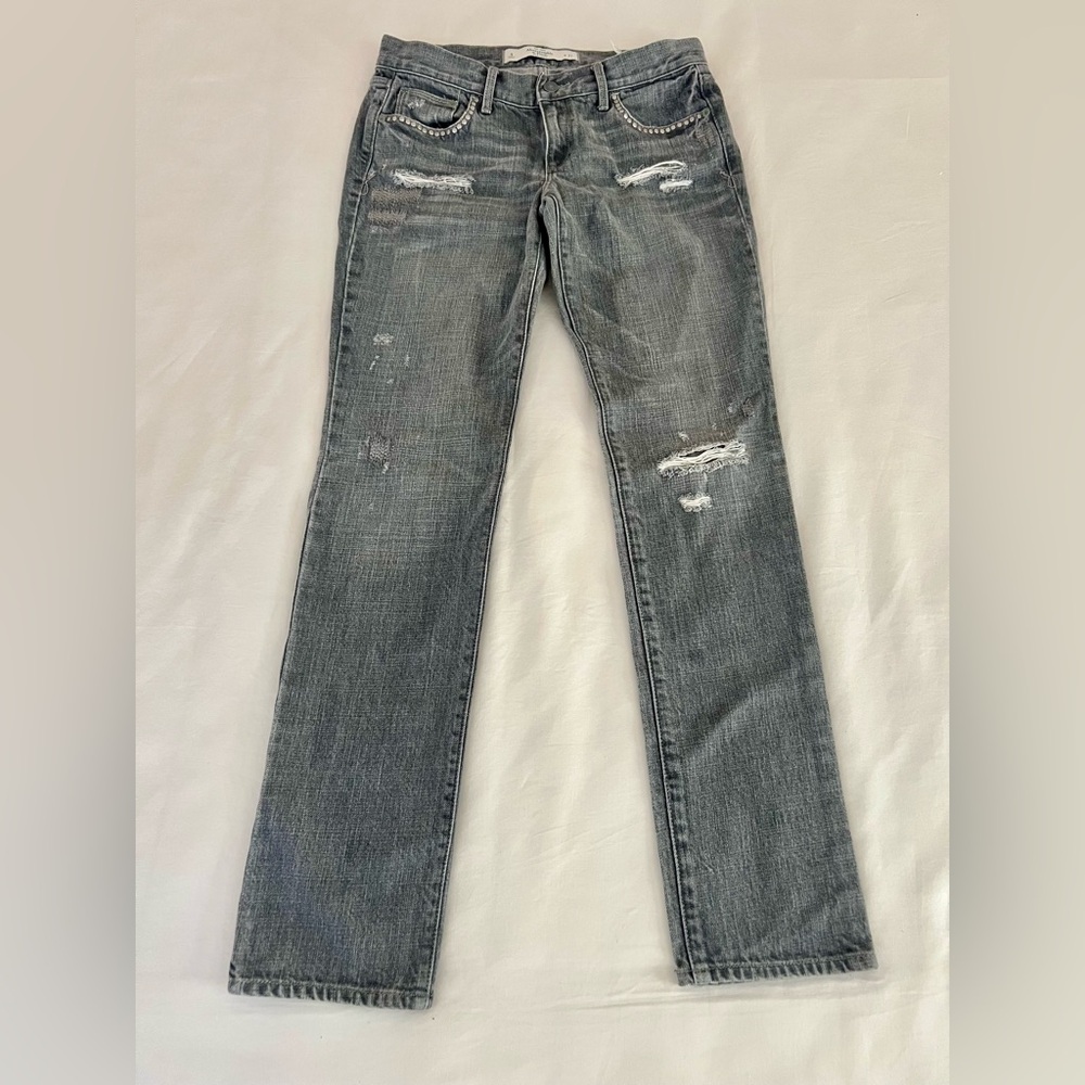 Abercrombie & Fitch Gray Distressed Slim Jeans